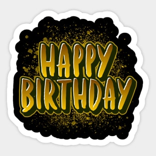 Happy Birthday Gold Sticker